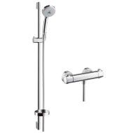 CROMA 100 ECOSTAT Sistema doccia esterno Multi con termostatico Ecostat Comfort e asta doccia 90 CROMO  Hansgrohe 27085000 HANSG