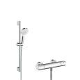 Crometta Systeme de douche externe Vario avec thermostat Ecostat 1001 CL et tige de douche de 90 cm  Hansgrohe 27813400 HANSGROH