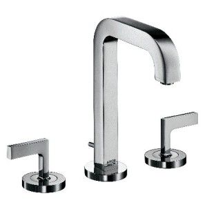 CITTERIO 3-hole basin mixer 170 with spout 140 mm, lever handles, escutcheons and pop-up waste set AXOR 39135000 HANSGROHE - 1