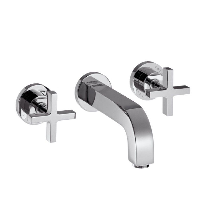 Citterio Mitigeur monocommande de lavabo mural 3 trous avec bec de 222 mm, poignees transversales et rosaces Cromo AXOR 39143000