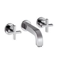 Citterio Mitigeur monocommande de lavabo mural 3 trous avec bec de 222 mm, poignees transversales et rosaces Cromo AXOR 39143000