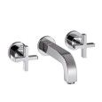 Citterio Mitigeur monocommande de lavabo mural 3 trous avec bec de 222 mm, poignees transversales et rosaces Cromo AXOR 39143000