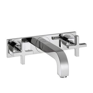 Citterio Rubinetto 3 Fori  Con Piastra RA  Maniglia CROCE SET Esterna 226MM Cromo AXOR 39144000 HANSGROHE - 1