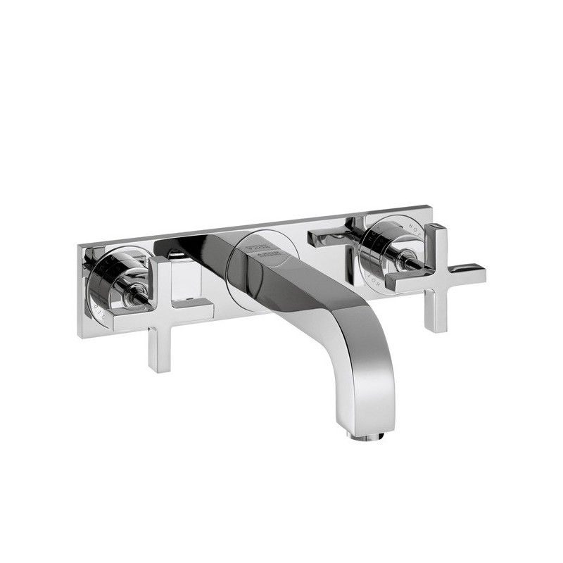 Citterio 3-Loch Waschtischarmatur Unterputz fuer Wandmontage mit Auslauf 226 mm, Kreuzgriffen und Platte Cromo AXOR 39144000 HAN