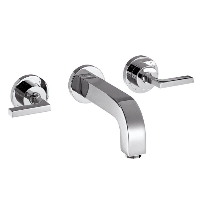 Citterio Mitigeur monocommande de lavabo mural 3 trous avec bec de 222 mm, poignees a levier et rosaces Cromo  AXOR 39147000 HAN