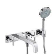 CITTERIO 3 hole wall-mounted bath mixer for wall mounting with cross handles and plate Cromo AXOR 39441000 HANSGROHE - 1