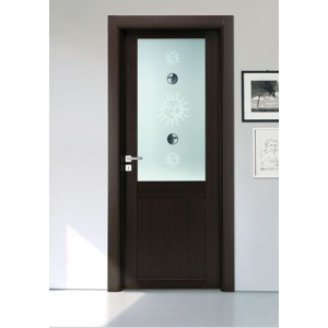 Desa Tür aus glasiertem Laminat der Serie Nuss National Nussbaum Soluna Glas DESA PORTE - 1