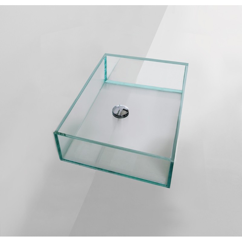 GSG GLASS WASCHBECKEN in Glas cm 120. Antiscale-Behandlung für Glas enthalten. 120x35,5 GLLA120 GSG  - 1