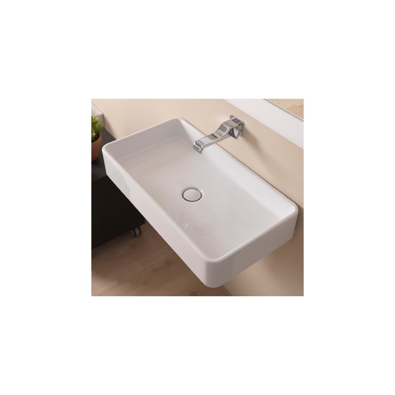 LAVABO MINIWASH 75 APPOGGIO/SOSPESO FANGO  S - Ceramica Flaminia MWL75FAN CERAMICA FLAMINIA - 1